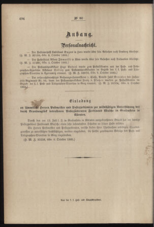 Post- und Telegraphen-Verordnungsblatt für das Verwaltungsgebiet des K.-K. Handelsministeriums 18851018 Seite: 4