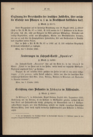 Post- und Telegraphen-Verordnungsblatt für das Verwaltungsgebiet des K.-K. Handelsministeriums 18851024 Seite: 2