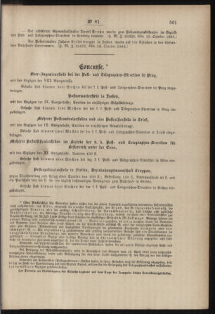 Post- und Telegraphen-Verordnungsblatt für das Verwaltungsgebiet des K.-K. Handelsministeriums 18851024 Seite: 7