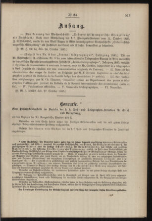 Post- und Telegraphen-Verordnungsblatt für das Verwaltungsgebiet des K.-K. Handelsministeriums 18851103 Seite: 3