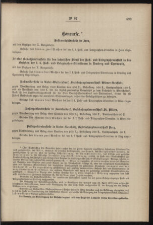 Post- und Telegraphen-Verordnungsblatt für das Verwaltungsgebiet des K.-K. Handelsministeriums 18851118 Seite: 7