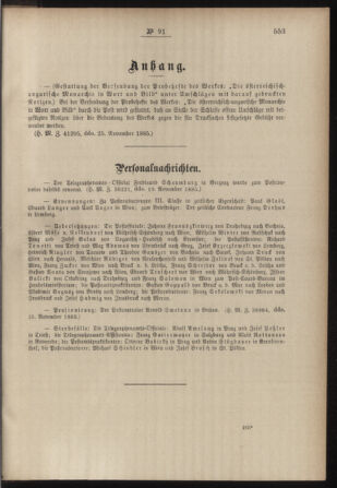 Post- und Telegraphen-Verordnungsblatt für das Verwaltungsgebiet des K.-K. Handelsministeriums 18851130 Seite: 3