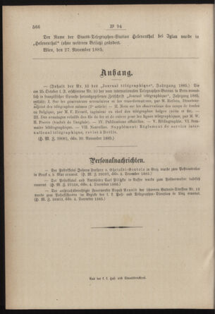 Post- und Telegraphen-Verordnungsblatt für das Verwaltungsgebiet des K.-K. Handelsministeriums 18851210 Seite: 4