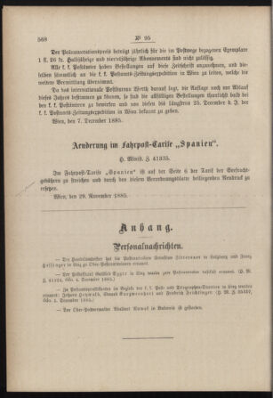 Post- und Telegraphen-Verordnungsblatt für das Verwaltungsgebiet des K.-K. Handelsministeriums 18851212 Seite: 2