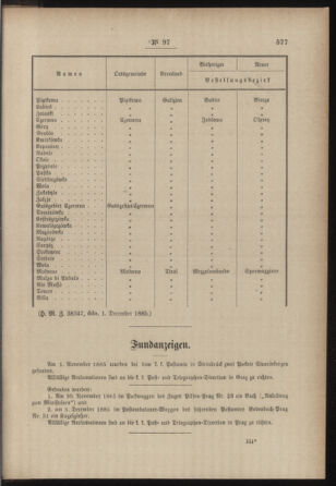 Post- und Telegraphen-Verordnungsblatt für das Verwaltungsgebiet des K.-K. Handelsministeriums 18851218 Seite: 3