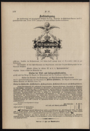 Post- und Telegraphen-Verordnungsblatt für das Verwaltungsgebiet des K.-K. Handelsministeriums 18851218 Seite: 4