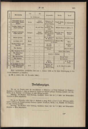 Post- und Telegraphen-Verordnungsblatt für das Verwaltungsgebiet des K.-K. Handelsministeriums 18851221 Seite: 3