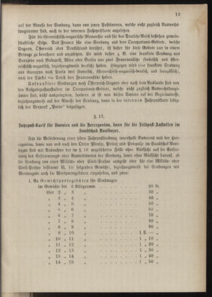 Post- und Telegraphen-Verordnungsblatt für das Verwaltungsgebiet des K.-K. Handelsministeriums 18851223 Seite: 17