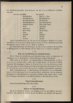 Post- und Telegraphen-Verordnungsblatt für das Verwaltungsgebiet des K.-K. Handelsministeriums 18851223 Seite: 19