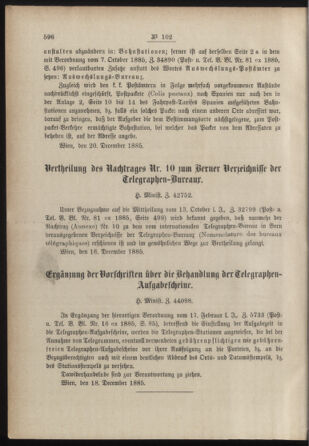 Post- und Telegraphen-Verordnungsblatt für das Verwaltungsgebiet des K.-K. Handelsministeriums 18851224 Seite: 2