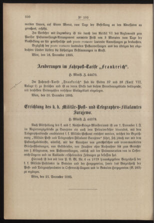 Post- und Telegraphen-Verordnungsblatt für das Verwaltungsgebiet des K.-K. Handelsministeriums 18851228 Seite: 2