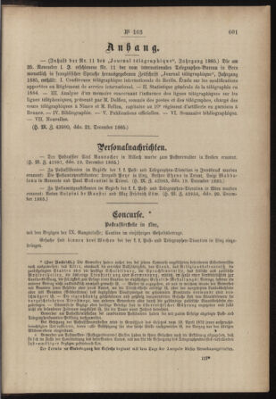 Post- und Telegraphen-Verordnungsblatt für das Verwaltungsgebiet des K.-K. Handelsministeriums 18851228 Seite: 3