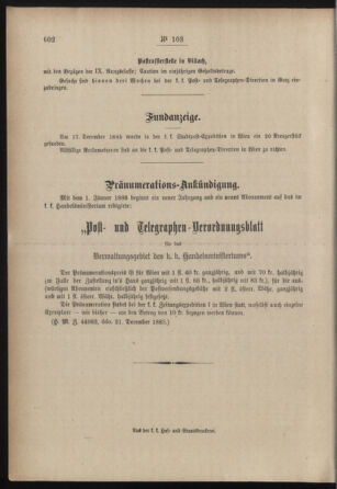 Post- und Telegraphen-Verordnungsblatt für das Verwaltungsgebiet des K.-K. Handelsministeriums 18851228 Seite: 4