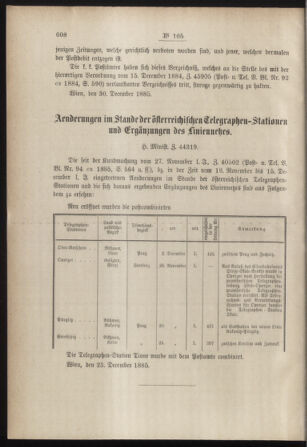 Post- und Telegraphen-Verordnungsblatt für das Verwaltungsgebiet des K.-K. Handelsministeriums 18851230 Seite: 2