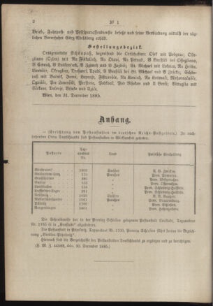 Post- und Telegraphen-Verordnungsblatt für das Verwaltungsgebiet des K.-K. Handelsministeriums 18860105 Seite: 2