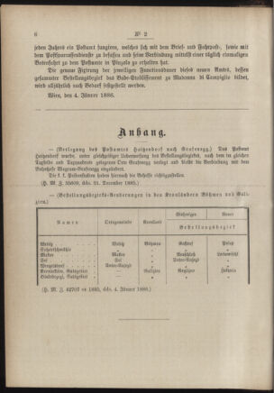 Post- und Telegraphen-Verordnungsblatt für das Verwaltungsgebiet des K.-K. Handelsministeriums 18860112 Seite: 2