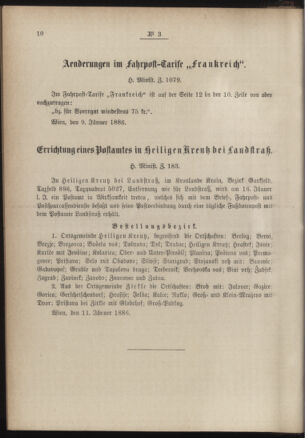 Post- und Telegraphen-Verordnungsblatt für das Verwaltungsgebiet des K.-K. Handelsministeriums 18860116 Seite: 2