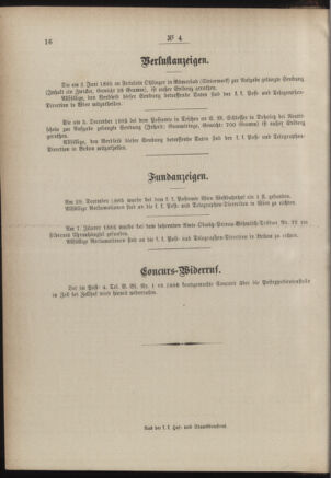 Post- und Telegraphen-Verordnungsblatt für das Verwaltungsgebiet des K.-K. Handelsministeriums 18860118 Seite: 4