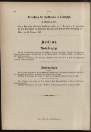 Post- und Telegraphen-Verordnungsblatt für das Verwaltungsgebiet des K.-K. Handelsministeriums 18860120 Seite: 4