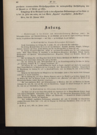 Post- und Telegraphen-Verordnungsblatt für das Verwaltungsgebiet des K.-K. Handelsministeriums 18860204 Seite: 2