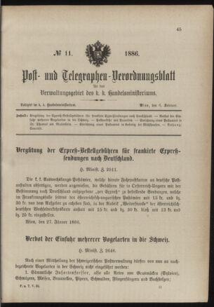 Post- und Telegraphen-Verordnungsblatt für das Verwaltungsgebiet des K.-K. Handelsministeriums