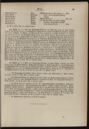 Post- und Telegraphen-Verordnungsblatt für das Verwaltungsgebiet des K.-K. Handelsministeriums 18860212 Seite: 3