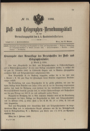 Post- und Telegraphen-Verordnungsblatt für das Verwaltungsgebiet des K.-K. Handelsministeriums