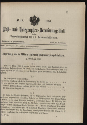 Post- und Telegraphen-Verordnungsblatt für das Verwaltungsgebiet des K.-K. Handelsministeriums