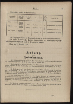 Post- und Telegraphen-Verordnungsblatt für das Verwaltungsgebiet des K.-K. Handelsministeriums 18860302 Seite: 3