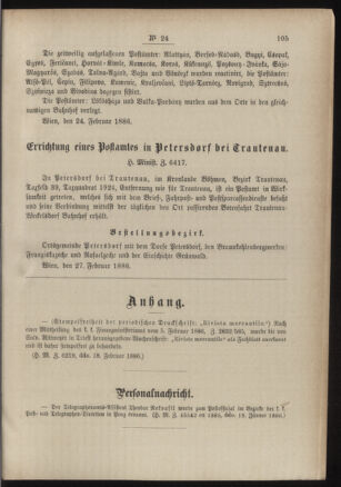 Post- und Telegraphen-Verordnungsblatt für das Verwaltungsgebiet des K.-K. Handelsministeriums 18860307 Seite: 7