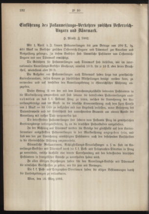 Post- und Telegraphen-Verordnungsblatt für das Verwaltungsgebiet des K.-K. Handelsministeriums 18860323 Seite: 2