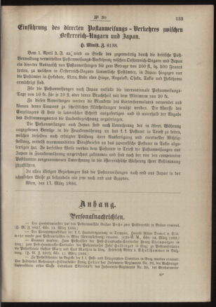 Post- und Telegraphen-Verordnungsblatt für das Verwaltungsgebiet des K.-K. Handelsministeriums 18860323 Seite: 3