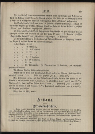 Post- und Telegraphen-Verordnungsblatt für das Verwaltungsgebiet des K.-K. Handelsministeriums 18860329 Seite: 3