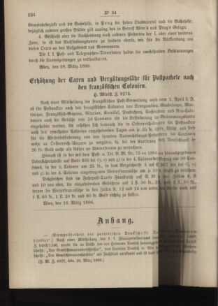 Post- und Telegraphen-Verordnungsblatt für das Verwaltungsgebiet des K.-K. Handelsministeriums 18860331 Seite: 2