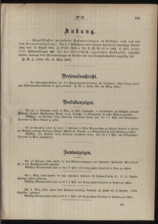 Post- und Telegraphen-Verordnungsblatt für das Verwaltungsgebiet des K.-K. Handelsministeriums 18860404 Seite: 3