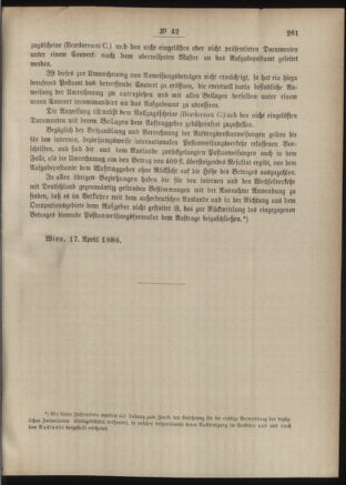 Post- und Telegraphen-Verordnungsblatt für das Verwaltungsgebiet des K.-K. Handelsministeriums 18860420 Seite: 7