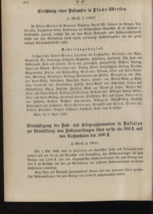 Post- und Telegraphen-Verordnungsblatt für das Verwaltungsgebiet des K.-K. Handelsministeriums 18860423 Seite: 2