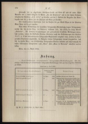 Post- und Telegraphen-Verordnungsblatt für das Verwaltungsgebiet des K.-K. Handelsministeriums 18860425 Seite: 2