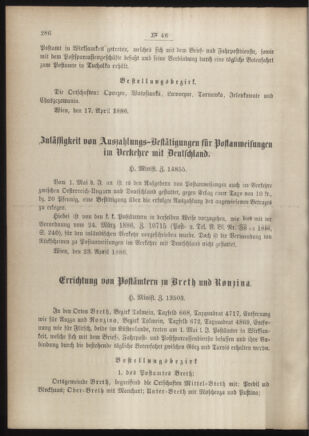 Post- und Telegraphen-Verordnungsblatt für das Verwaltungsgebiet des K.-K. Handelsministeriums 18860429 Seite: 2