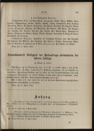 Post- und Telegraphen-Verordnungsblatt für das Verwaltungsgebiet des K.-K. Handelsministeriums 18860429 Seite: 3