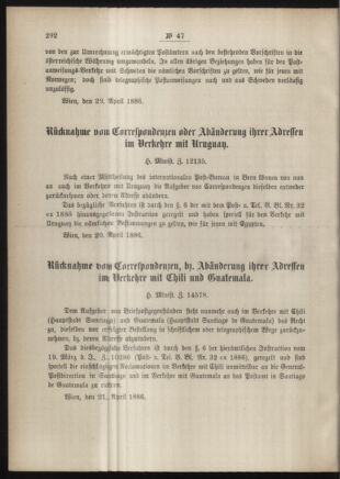 Post- und Telegraphen-Verordnungsblatt für das Verwaltungsgebiet des K.-K. Handelsministeriums 18860430 Seite: 2