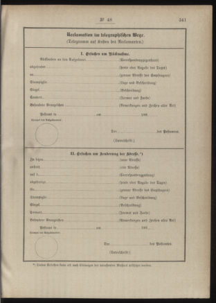 Post- und Telegraphen-Verordnungsblatt für das Verwaltungsgebiet des K.-K. Handelsministeriums 18860504 Seite: 47