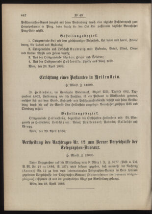 Post- und Telegraphen-Verordnungsblatt für das Verwaltungsgebiet des K.-K. Handelsministeriums 18860506 Seite: 2