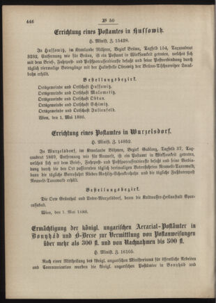 Post- und Telegraphen-Verordnungsblatt für das Verwaltungsgebiet des K.-K. Handelsministeriums 18860508 Seite: 2