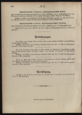 Post- und Telegraphen-Verordnungsblatt für das Verwaltungsgebiet des K.-K. Handelsministeriums 18860511 Seite: 4