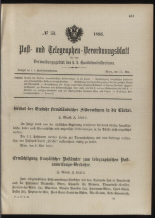 Post- und Telegraphen-Verordnungsblatt für das Verwaltungsgebiet des K.-K. Handelsministeriums