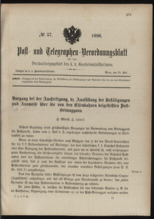 Post- und Telegraphen-Verordnungsblatt für das Verwaltungsgebiet des K.-K. Handelsministeriums