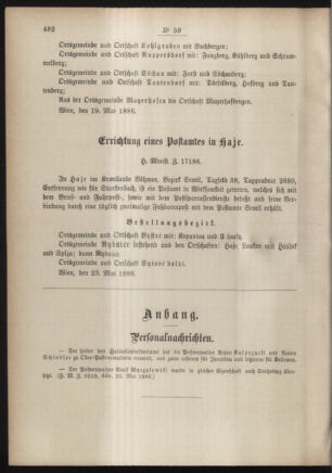 Post- und Telegraphen-Verordnungsblatt für das Verwaltungsgebiet des K.-K. Handelsministeriums 18860531 Seite: 2