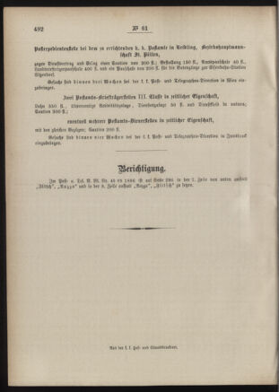 Post- und Telegraphen-Verordnungsblatt für das Verwaltungsgebiet des K.-K. Handelsministeriums 18860605 Seite: 4