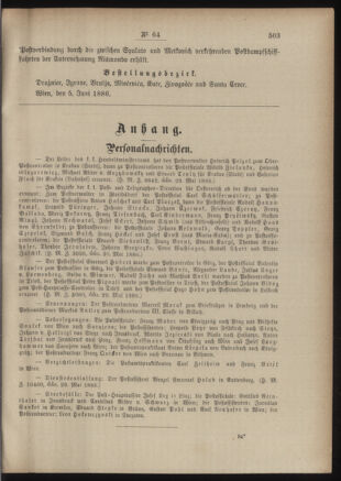 Post- und Telegraphen-Verordnungsblatt für das Verwaltungsgebiet des K.-K. Handelsministeriums 18860614 Seite: 3